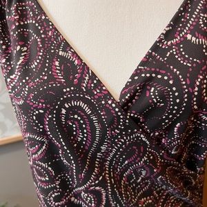 9 West Faux Wrap Tank Dress Fall Paisley Print sleeveless sz Large